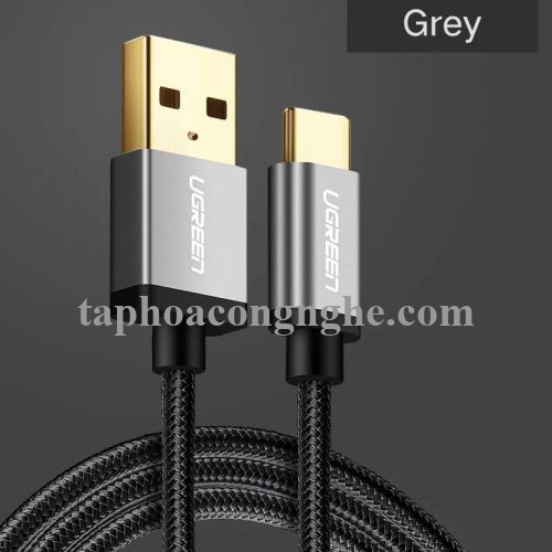 Ugreen 30879 0.5M 3A Màu Đen Cáp USB TypeC sang USB 2.0 Hỗ trợ sạc nhanh dây bên Nylon US174 30030879